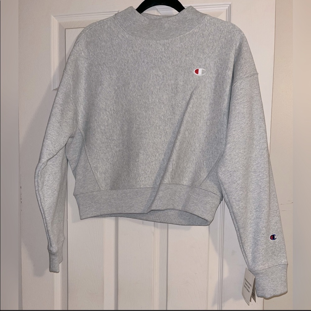 Champion Women’s Cropped Sweatshirt, Oxford Grey, Large, Worn Once